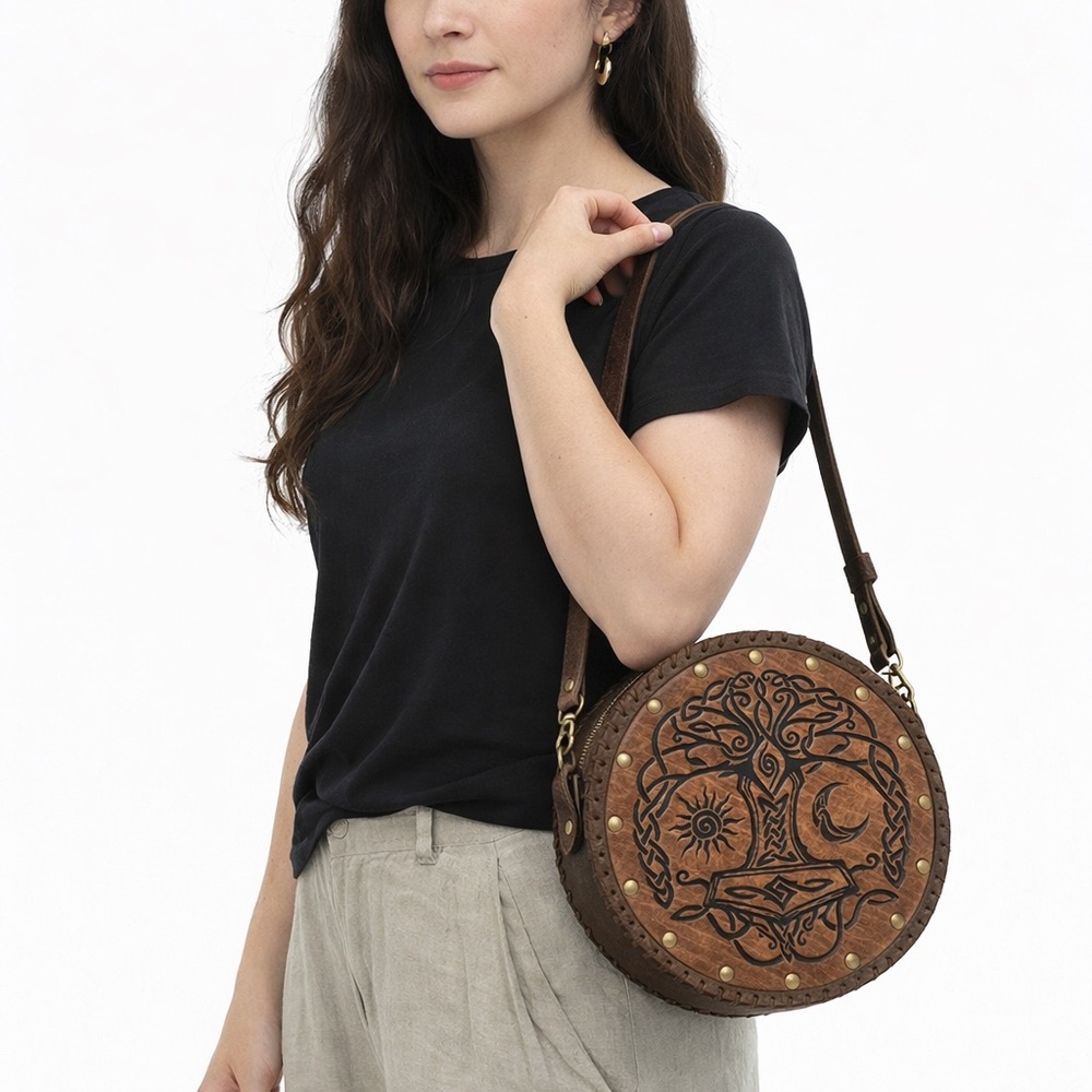 WorldNorse Vikings Yggdrasil Embossed Crossbody Bag